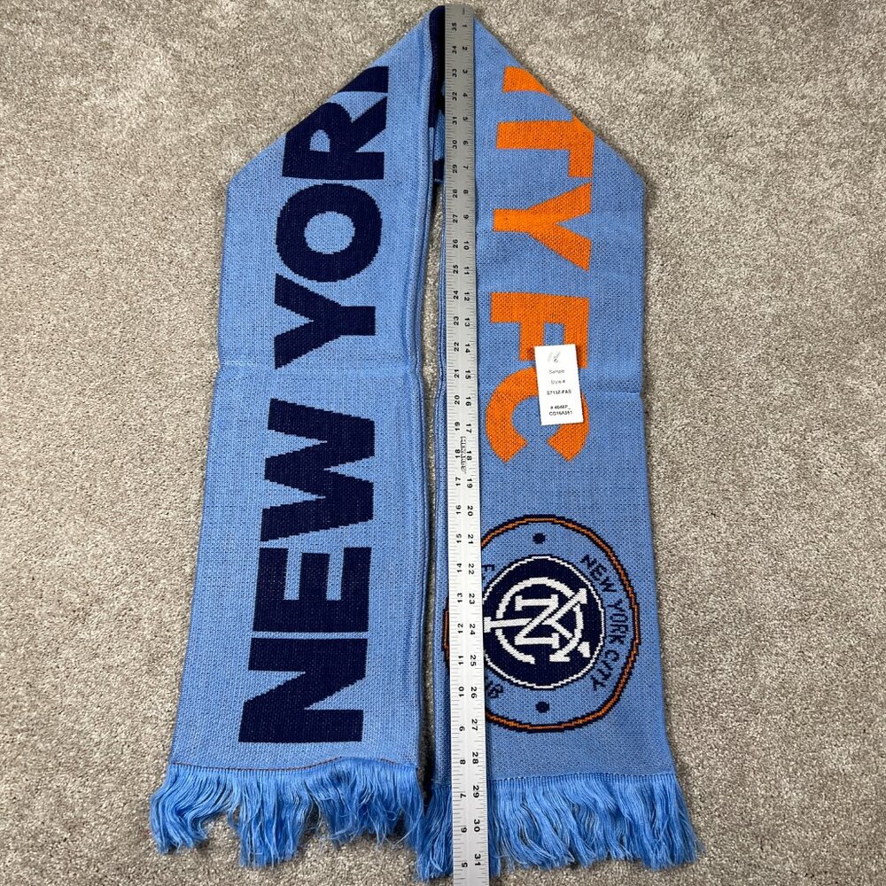 Adidas Unisex OSFA Blue Knit Winter Fringe New York City FC MLS Scarf NWT - Picture 2 of 9